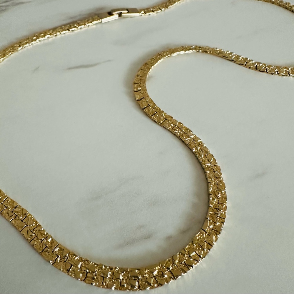 Golden Nugget Style Vintage 24” Gold Plated Necklace - Picture 10 of 13